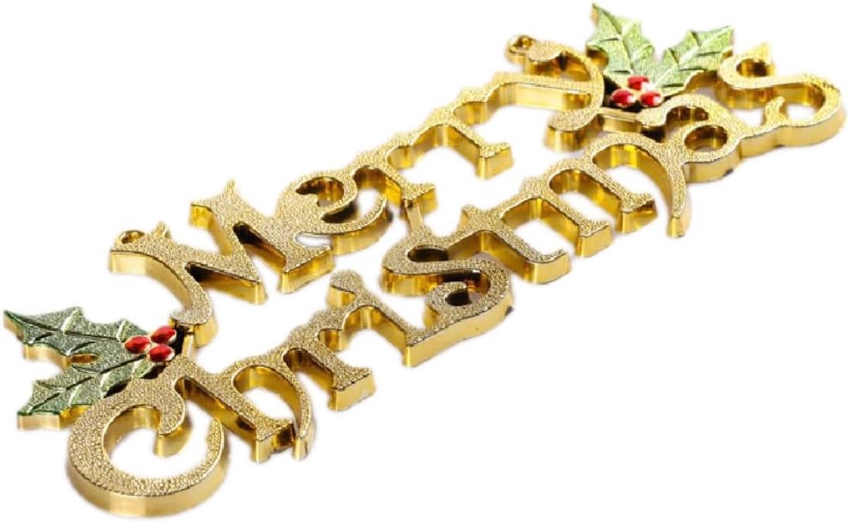 SnelShoppen - 12 Stuks 8 Inch Kerstmis Schild Kerstboom Hanger, Wanddecoratie, Kerstversiering, Goud, Geschikt voor Feestdagen en Decoratie