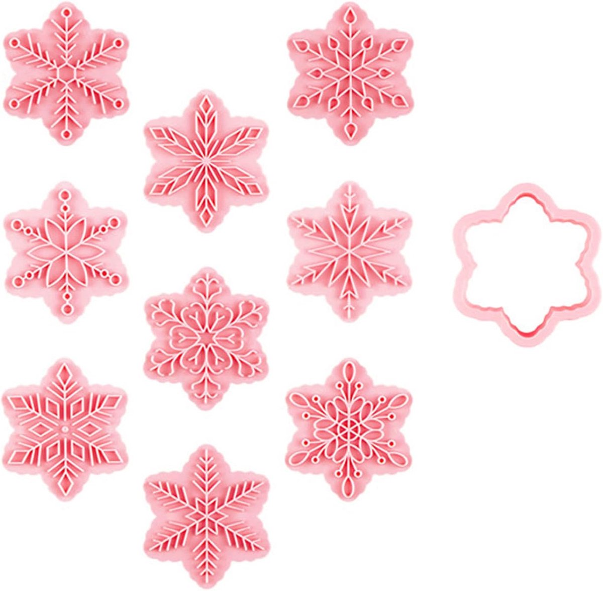 SnelShoppen - 9-delige Kerst Koekjesuitsteekset voor Kinderen - Sneeuwvlok en Grappige Vormpjes - Ideaal voor Bakken tijdens Feestdagen