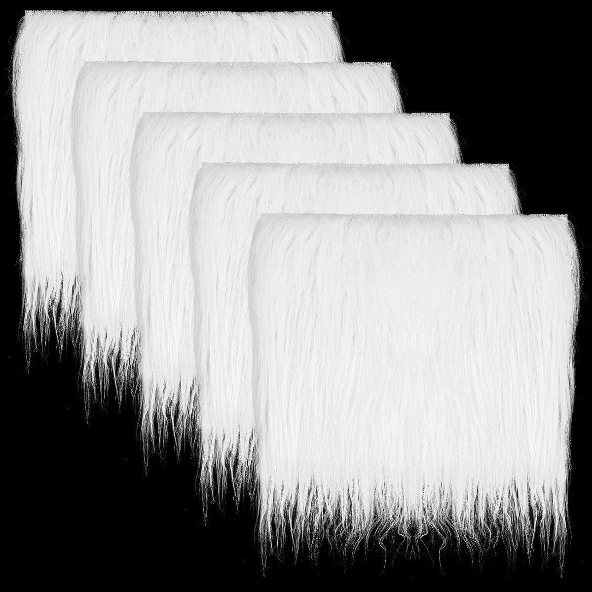 SnelShoppen - 5 Stuks Vierkante Neppels Stoffen - 10 x 10 Inch Witte Pluche Stof Patches voor Gnooms, Kerstdecoraties, Stoelhoezen, Kussens, Naaiwerk,