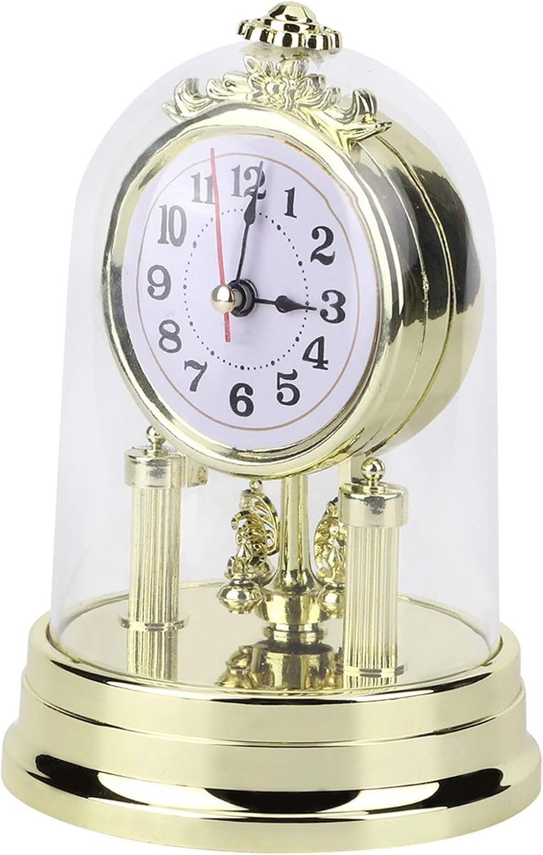 SnelShoppen - Retro Stijl Wandklok 11x17cm Goud Batterij-Aangedreven Vintage Klok Decoratief voor Woonkamer Slaapkamer Kantoor