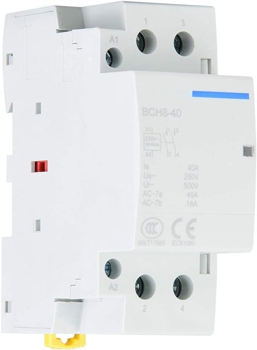 SnelShoppen - Switch 40A 2NO 230V, Enkelfase Schakelaar, 2P AC Schakelaar voor Huishoudelijke Elektrische Besturing, Miniatuur Schakelaar voor DIN-rai
