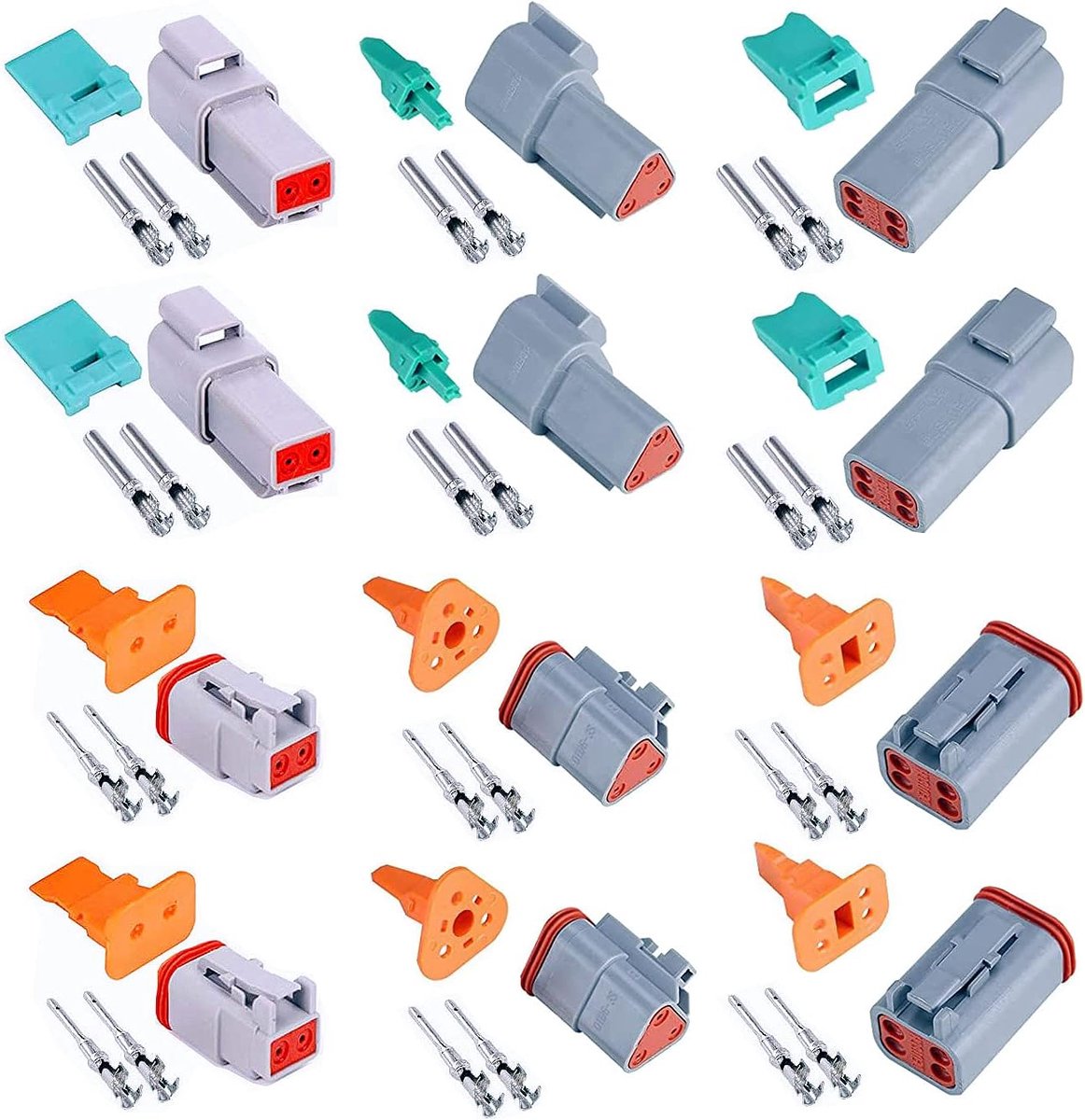 SnelShoppen - 6 Sets Waterdichte 2/3/4-Pins Grijze Stekker en Bushing Elektrokabel Connector voor Auto, Motor, Vrachtwagen, Schepen - 22-18 AWG