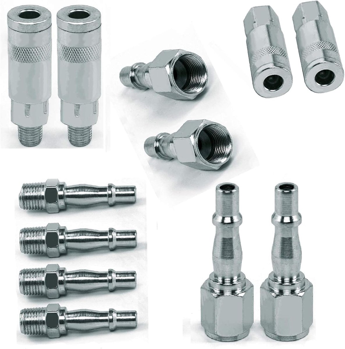 SnelShoppen - 12PCS Snelle Ontkoppelaar Connector, Baceyong Luchtlijn Slang Aansluitingen Adapter 1/4" BSP Draad, Ideaal voor Airbrush Systemen