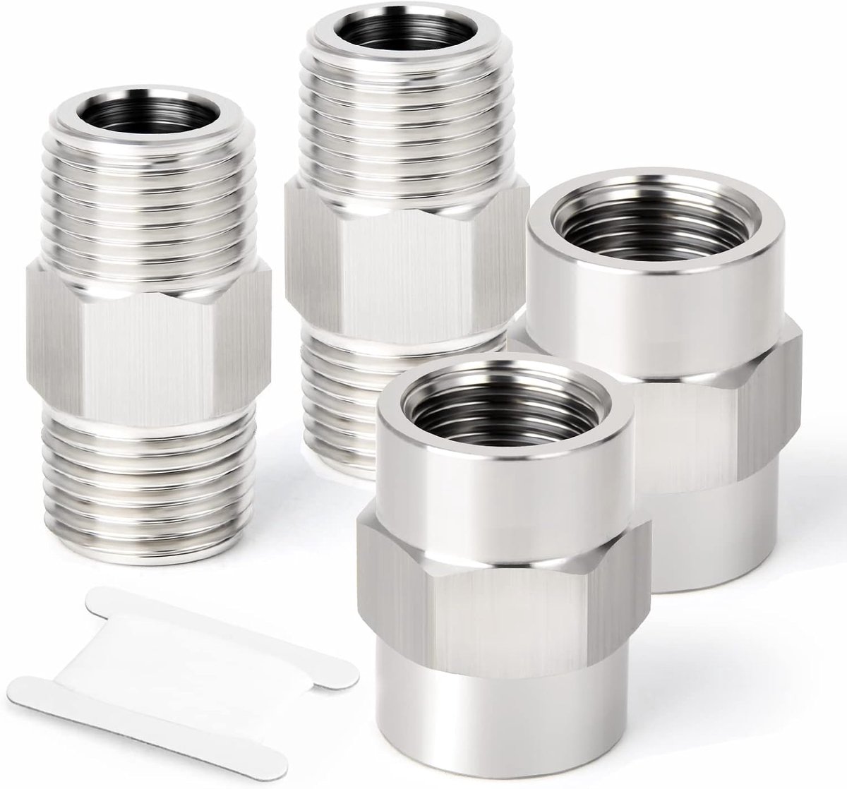 4 Piece 1/4" x 1/4" BSP SUS 304 Forged Hose Fitting, 1/4" Male Thread Hose and Female Thread Sling - ShopVlot