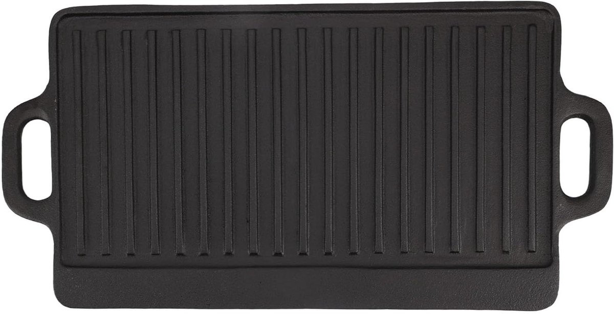 Dubbelzijdige Bakplaat - Omkeerbare Grillplaat - Buiten Koken - Snelle Gelijkmatige Verwarming - 46 x 25 cm - Zwart