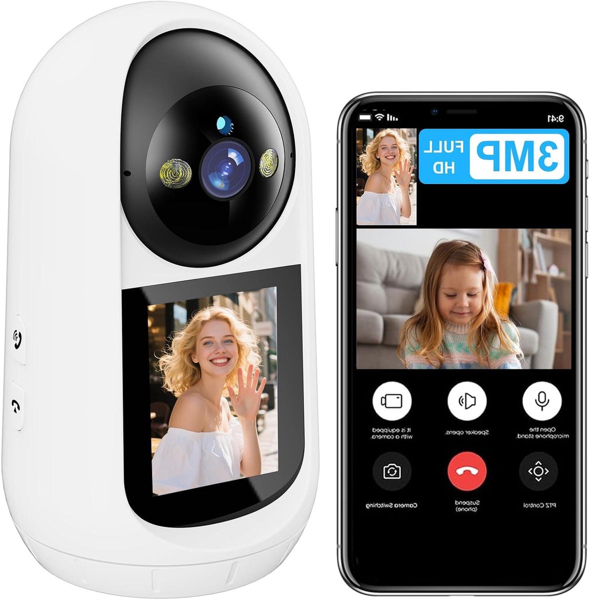 Binnen Camera - Beveiligingscamera Wifi - Huisbewaking Kinderen - Twee Weg Audio - 3MP Full HD - Wit