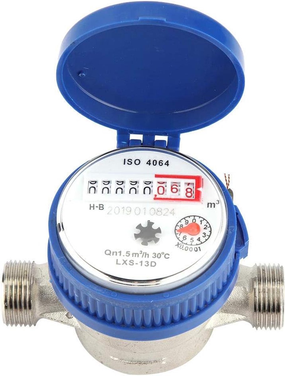 Watermeter 15mm - koudwatermeter voor huishoudelijk gebruik - handige meteraflezing - ideaal voor tuin en huishouden - ShopVlot
