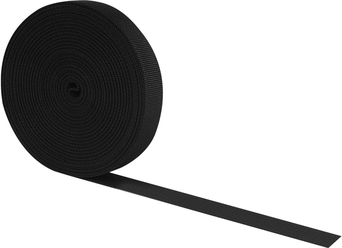 SnelShoppen - 9.14m Zwarte Nylon Stevige Webbing, 20mm, Duurzaam, Sterk en Flexibel, Ideaal voor Luggage Straps, Camping en Tuin