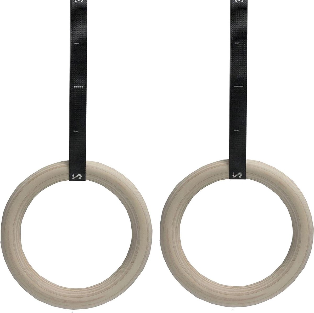 Houten Gymringen - Fitnessringen - Kracht Training - Verstelbare Banden - 28/32 mm - Houtkleur