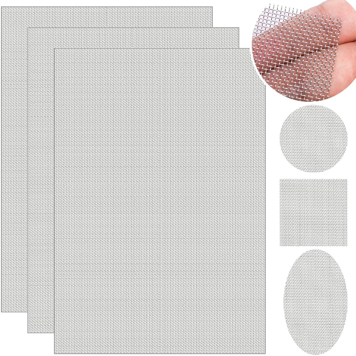 SnelShoppen - 3 Stuks A4 Draadgaas RVS Filterrooster Draadgaasfilter 1mm Fijnmazig voor Deuren Voorkomt Muizen Insecten en Slangen, 300 x 210mm