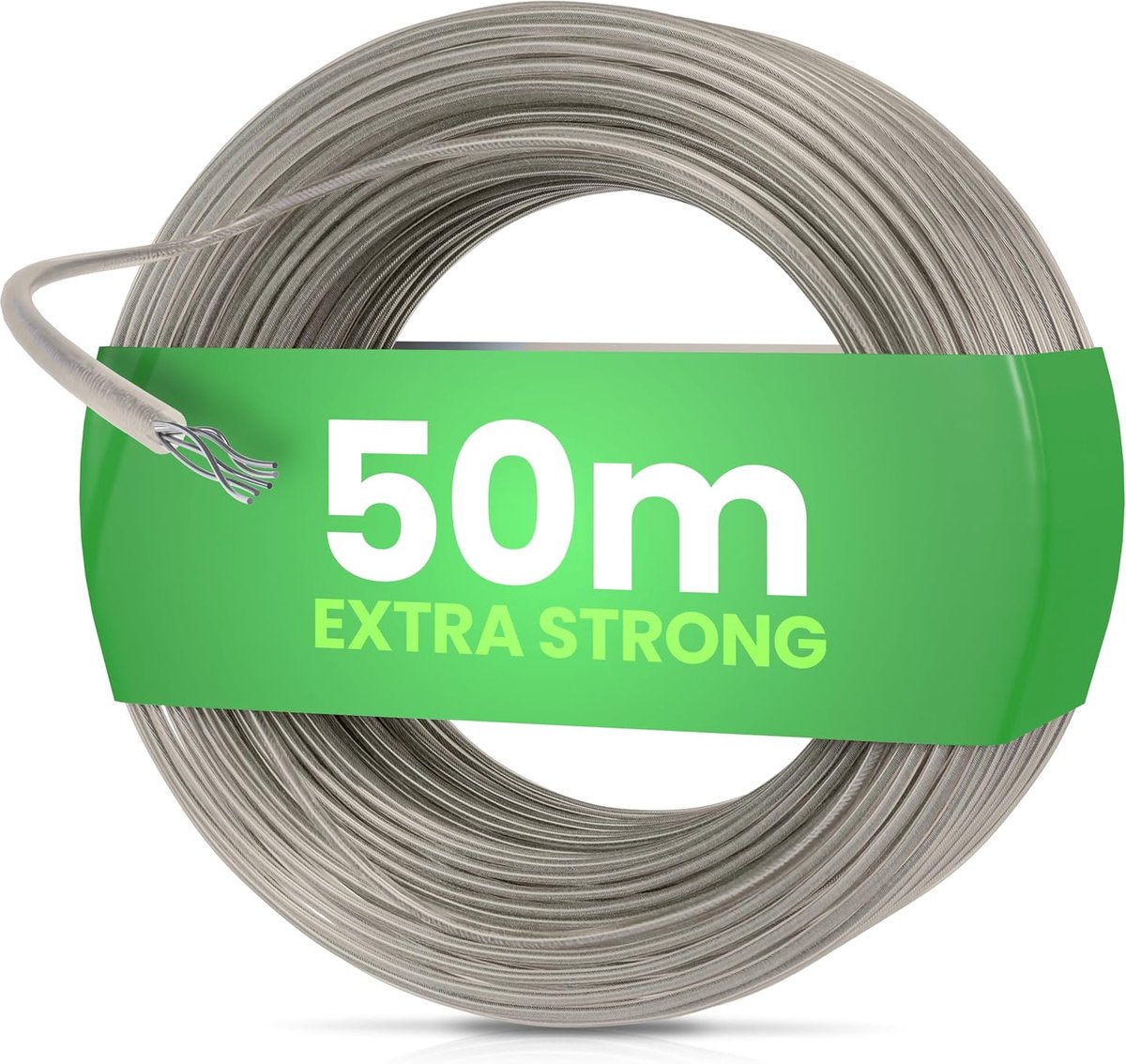 SnelShoppen - 50m Kledinglijn 3mm Extra Sterk Met Stalen Kern - Vervangingslijn Voor Droogmolens, Tuin, Balkon En Kamperen - Weerbestendige Waslijn To