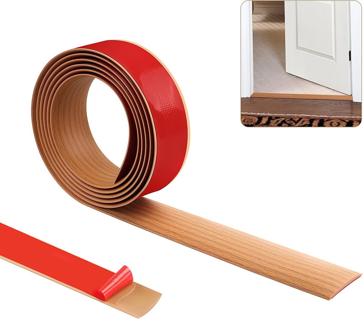 SnelShoppen - Drempelstrip 2 m x 4 cm Vloerovergangsstrip Zelfklevend Vloerdeel Laminaat Profiel Decoratieve Strip (Geel Eikenhout)