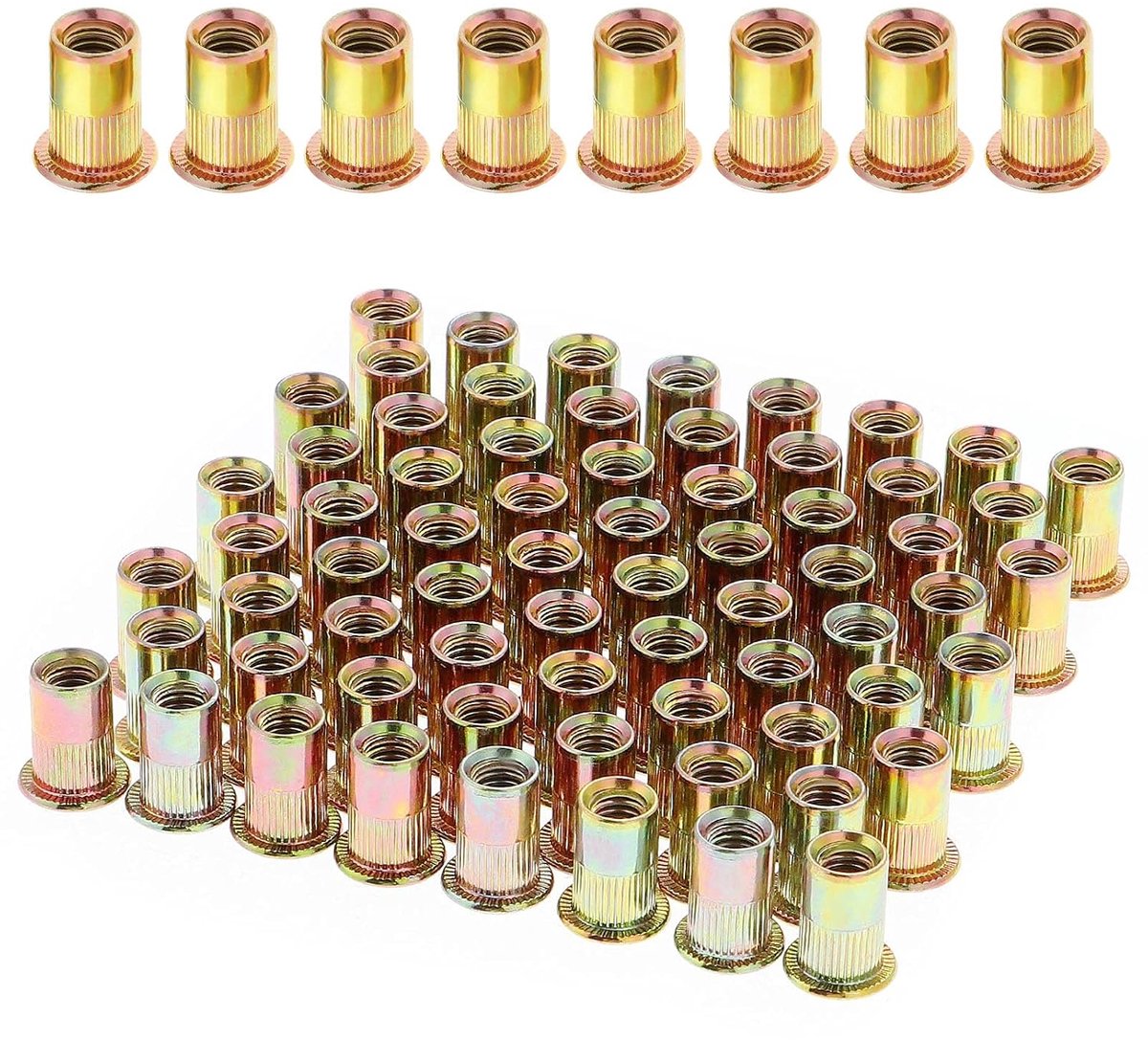 SnelShoppen - 100pcs M6 Platte Kop Riviervijzen Riviervijzen Draad Gegalvaniseerd Koolstofstaal Assortiment M6 Rivetten Draad voor Metaal Kunststof (1