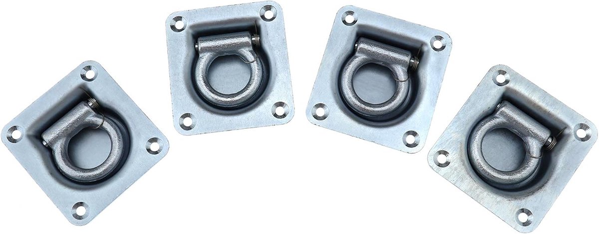 SnelShoppen - Set van 4 gegalvaniseerde lashing ringen voor aanhangwagens - 102mm x 95mm - Duurzaam en veelzijdig - Ideaal voor transport en bevestigi
