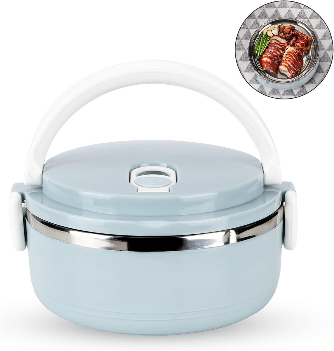 SnelShoppen - RVS Thermische Isolatie Bento Lunch Box - Thermos Lunchdoos - Lunchcontainers voor Rijst en Nudels - Ideaal voor Auto, Kantoor, School,