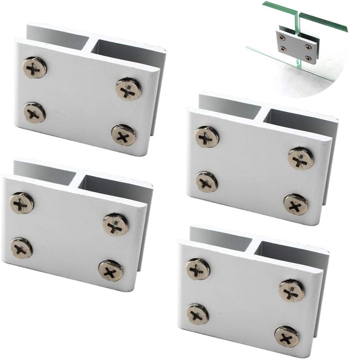 Glass clamp, aluminum alloy, glass, support bracket, suitable for 10-12mm glass thickness, comes with screws (pack of - ShopVlot