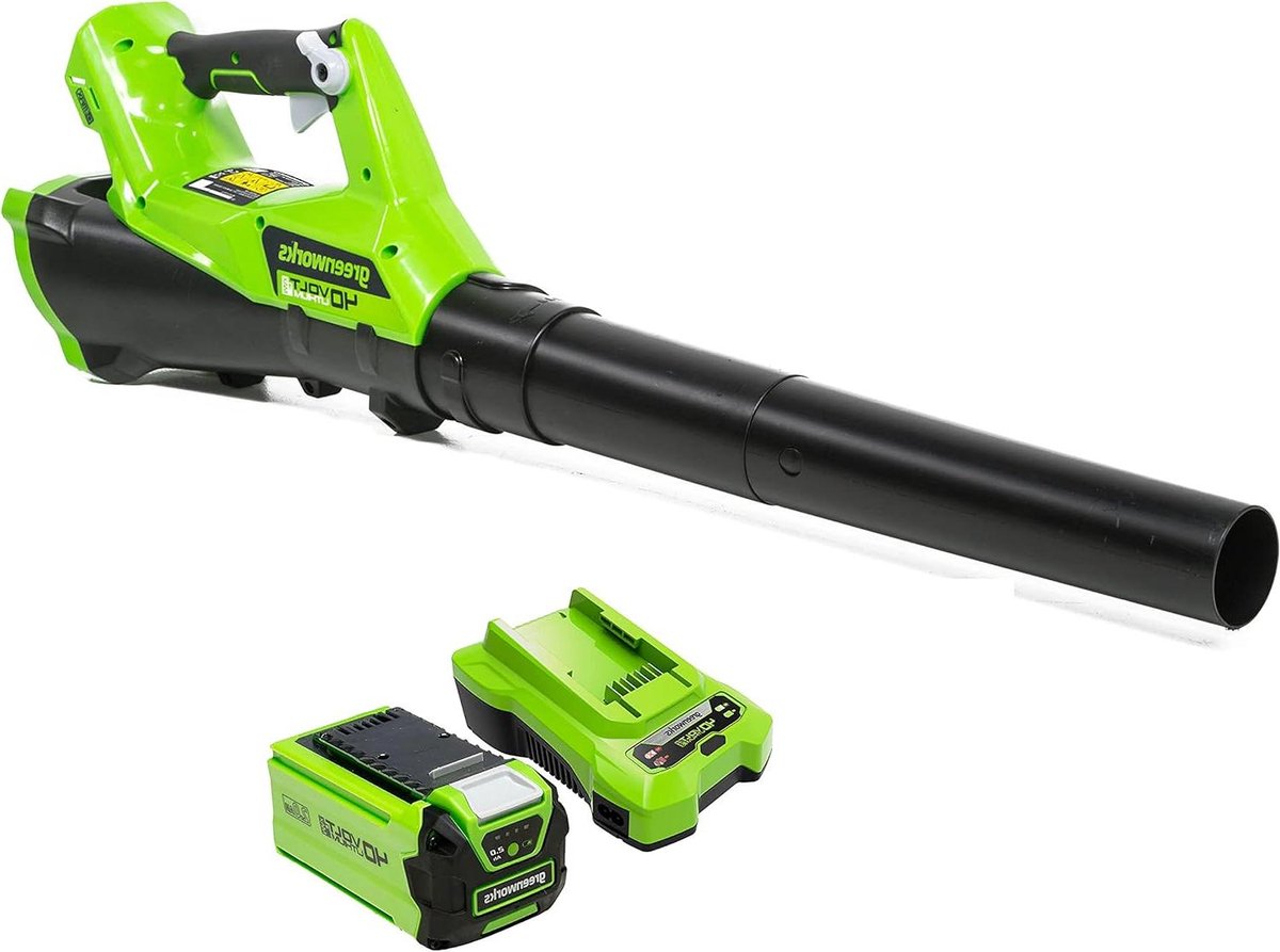 Accu Bladblazer - Draadloos Gereedschap - Tuin Opruimen - Variabele Snelheid - 40 Volt - Groen Grijs