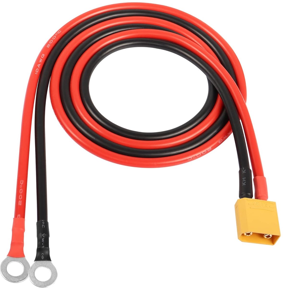 SnelShoppen - XT90 naar O Ring Aansluitkabel, XT90 Mannetje naar O Ring Connector Kabel, 1M 10AWG Siliconen Draad voor RC Lipo Batterij FPV Racing Dro