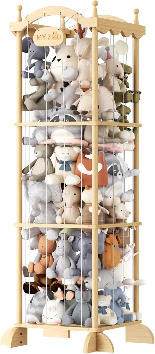 CINK & Co Knuffelopberger 141 cm - Houten Speelgoedopslag - Voor Kinderkamer en Speelkamer - Naturel - 49 x 55 x 141 cm