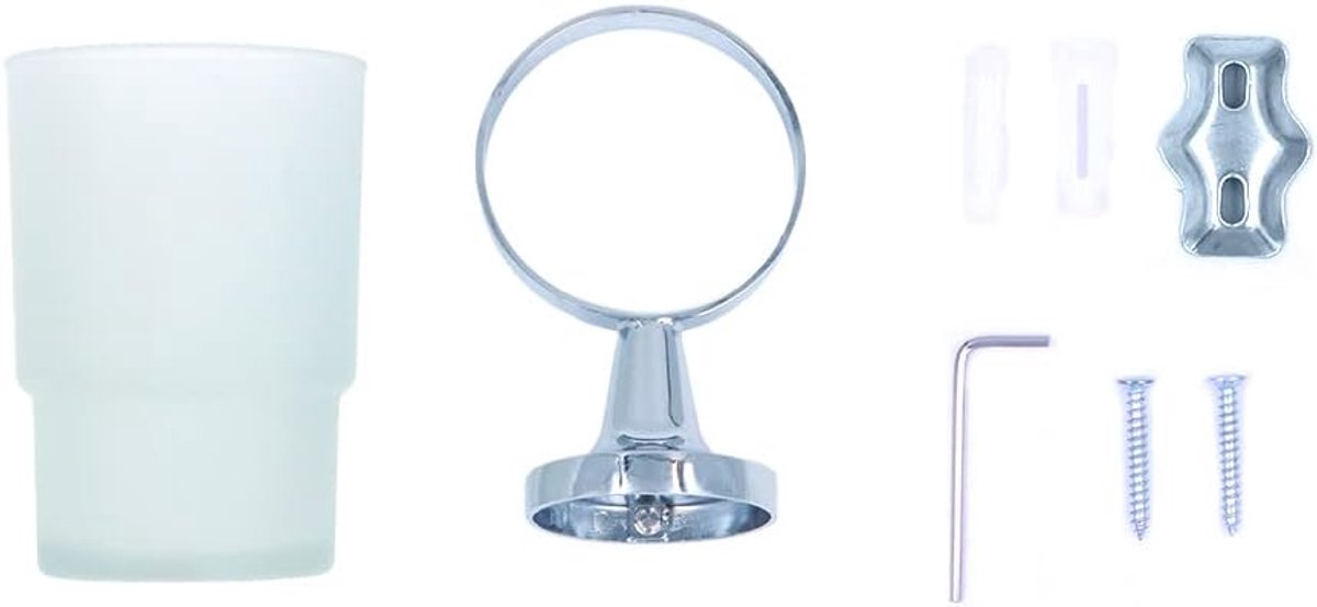 SnelShoppen - Wandhouder Tandborstelglas met Houder - Roestvrijstaal Chroom Geplateerd - Enkele Tumbler - Stijlvol en Duurzaam - Perfect voor Badkamer