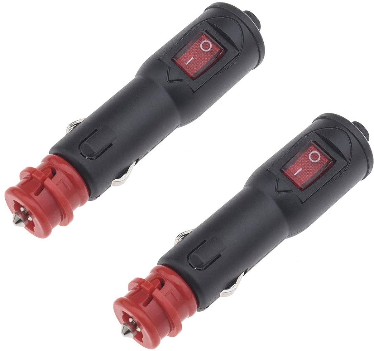 SnelShoppen - 2x Universele Auto 12-24V Sigarettenaansteker Stekker Connector met 8Amp Aansteker en Rood ON/OFF Verlicht Schakelaar voor Auto’s, Truck