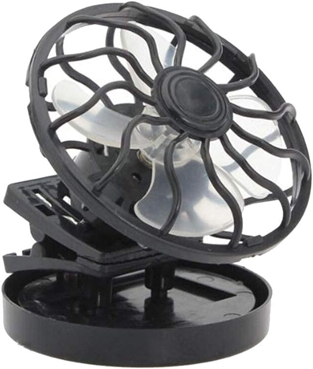 SnelShoppen - Zonne-energie Ventilator met Zonnepaneel en Clip voor Hoed, Energiezuinig, Duurzaam, Ideaal voor Camping en Hiking, Zwart, One Size