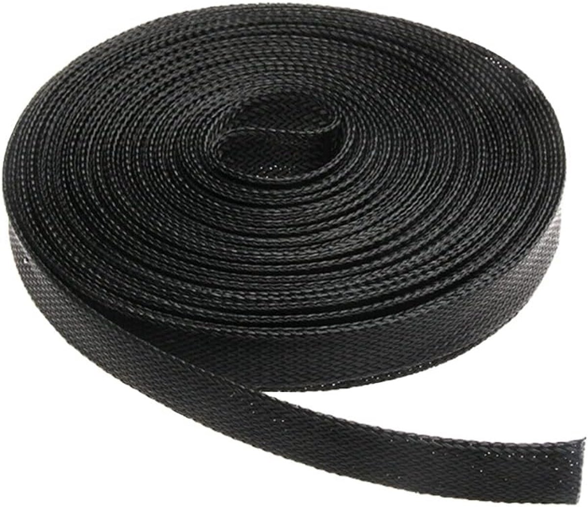 SnelShoppen - Uitbreidbare Gevlochten Kabelaansluiting - Zwarte Kabelaansluiting - Flexibele Isolerende Bescherming - 18mm Diameter - 10 Meter Lang