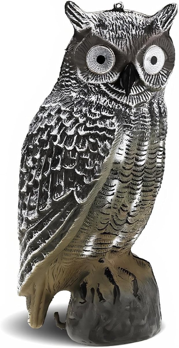 SnelShoppen - Solar Uil, Afschrikwekkende Uil, Onderwijs Tool, Helpt Vogels Af te Schrikken, Realistisch Model met Stralende Blauwe Ogen, Tuin Bescher