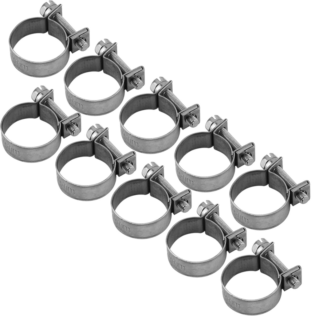 SnelShoppen - 10 Stuks Rvs Mini Brandstofleidingen Slang Klemmen Clips 6mm-20mm Verstelbare Maten (18-20mm)