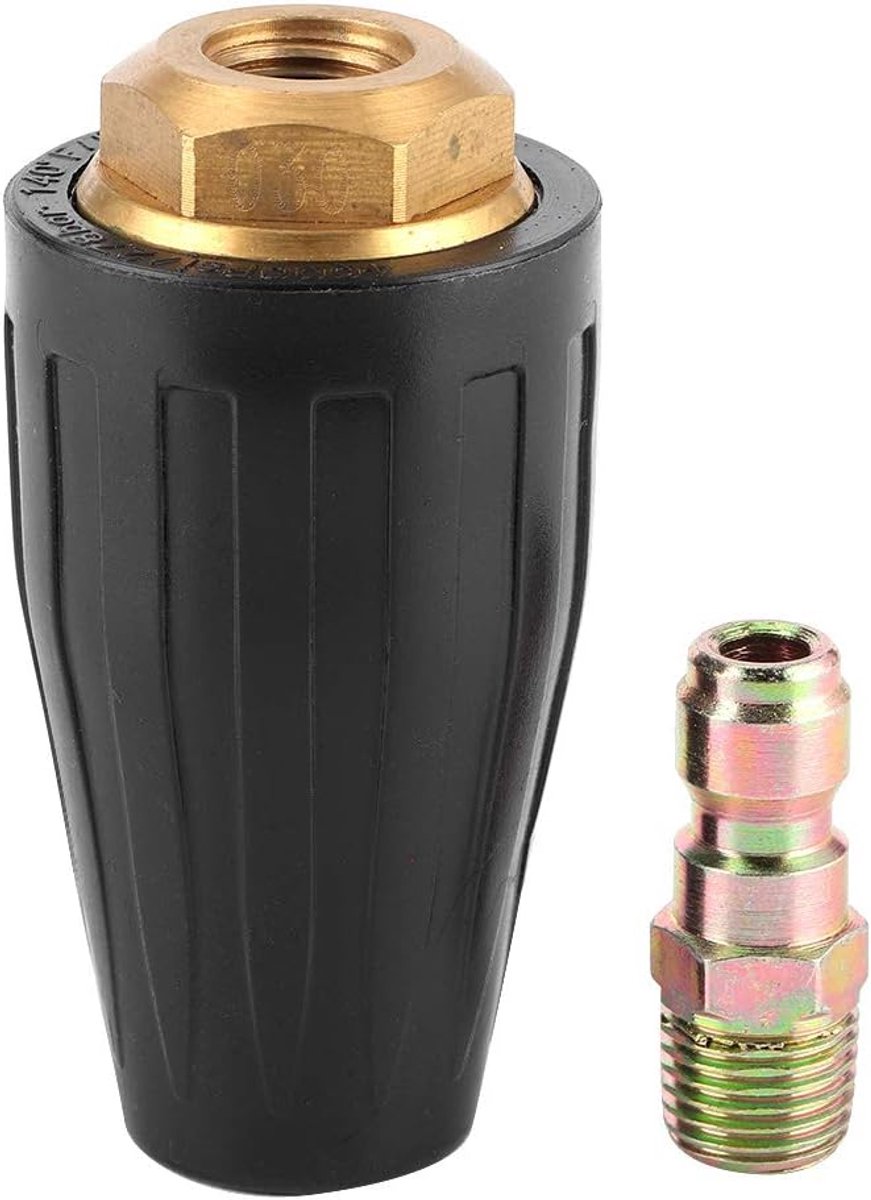 SnelShoppen - Rubber 3600PSI Turbo Nozzle 1/4 Inch Rotatie Spuitmond Vast Messing RVS Efficiënte Krachtige Reiniging Gereedschap (Opening 4.0)