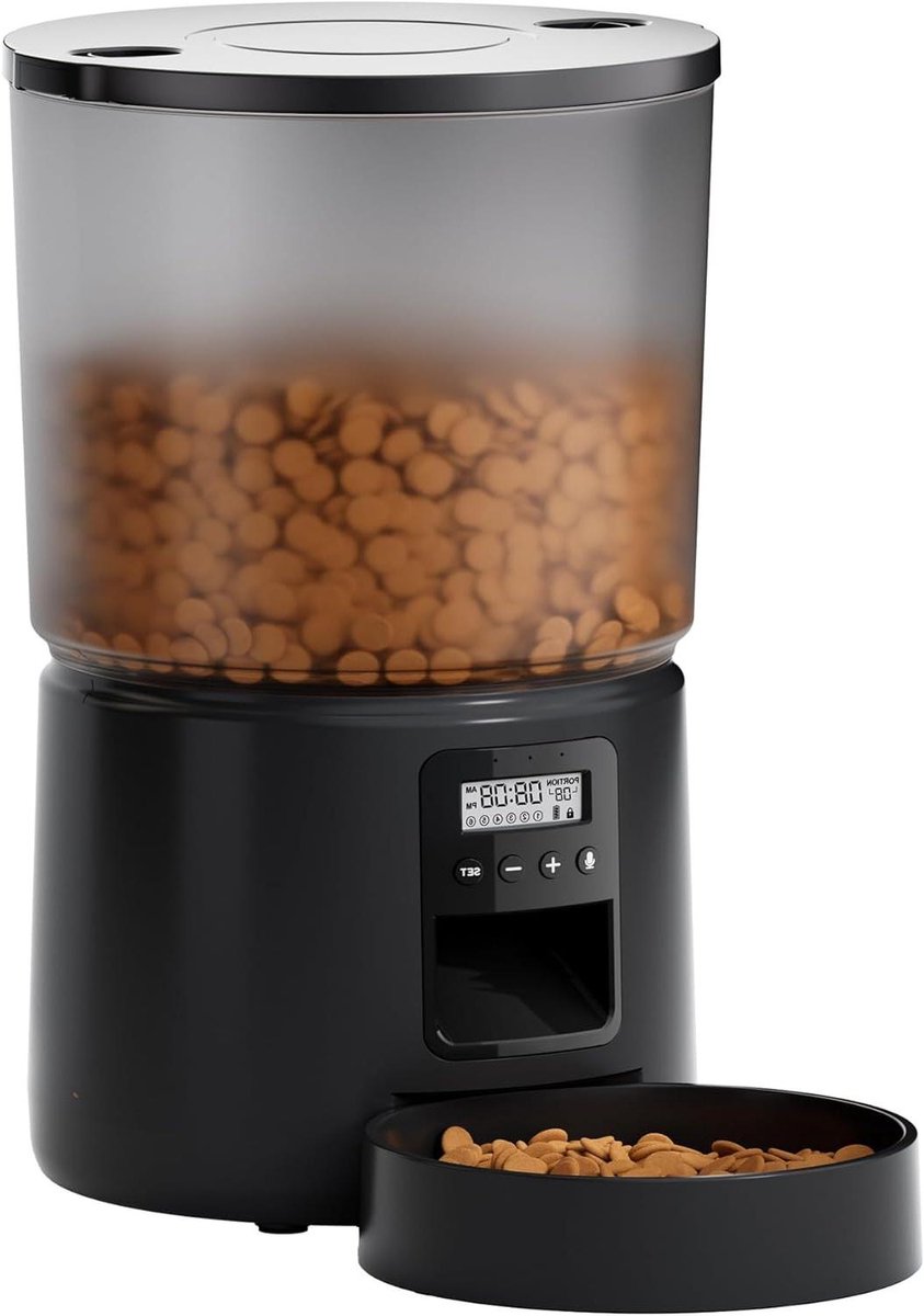 Voederautomaat Kat - Automatische voerbak - Huisdier Voeding - Opnamefunctie 10s - 5 Liter Inhoud - Zwart