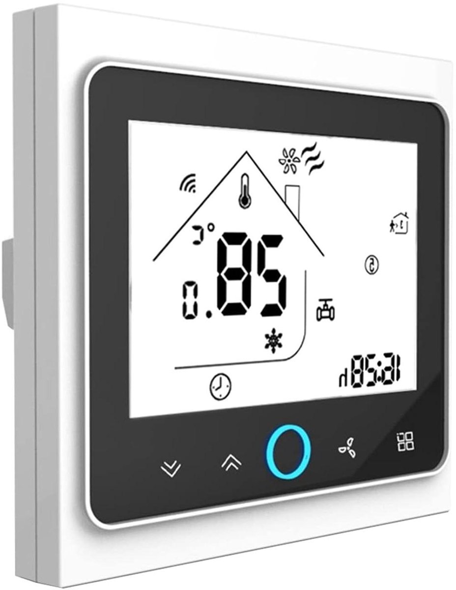 Slimme Thermostaat - Kamerthermostaat Verwarming Koeling - Comfort Thuis Creëren - 05 Graden Nauwkeurigheid - 86x86mm - Zwart Wit