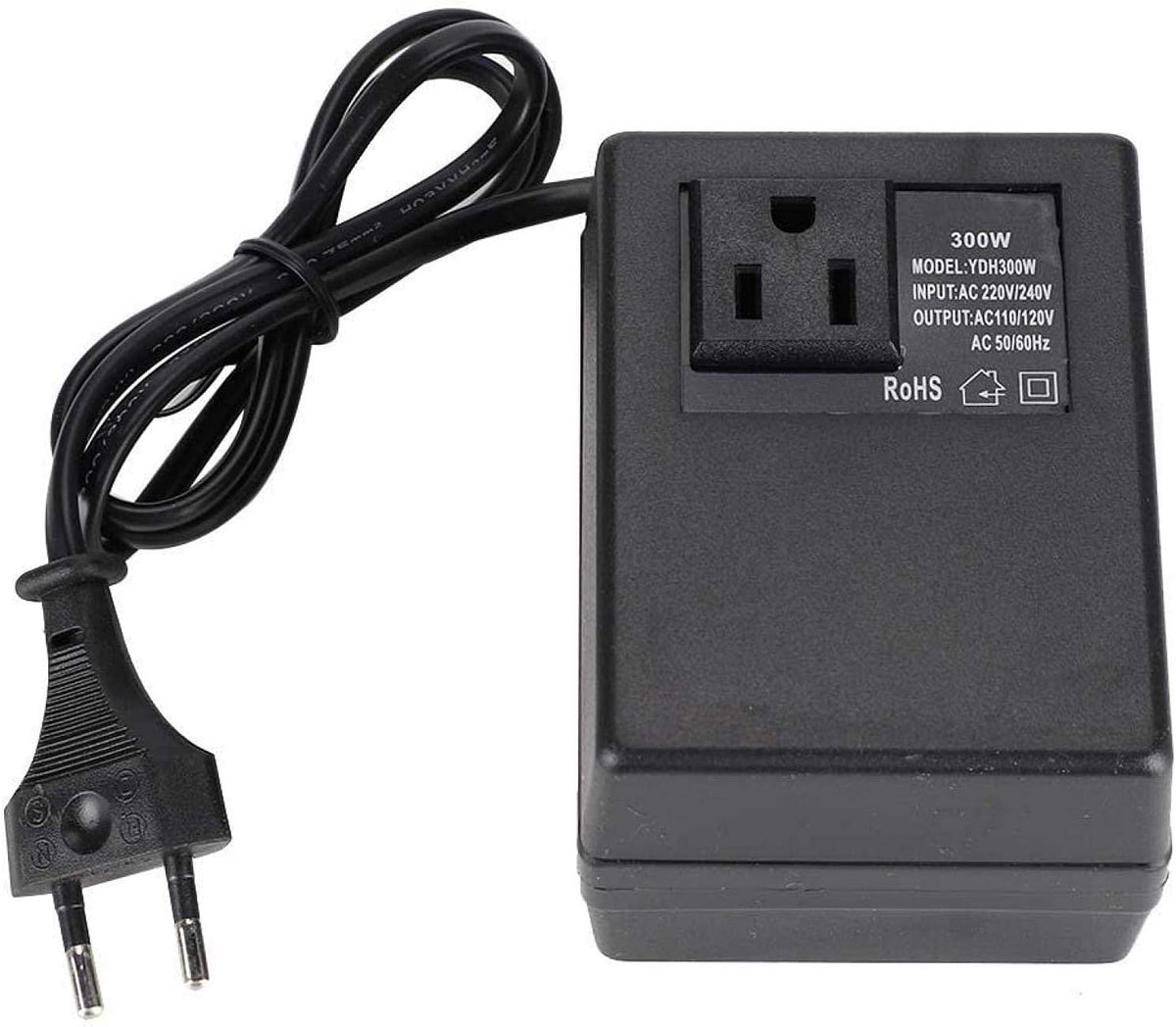 SnelShoppen - EU Plug Adapter 300W Zwart Transformator Voltage Converter AC 220V naar 110V Reisstekker Adapter