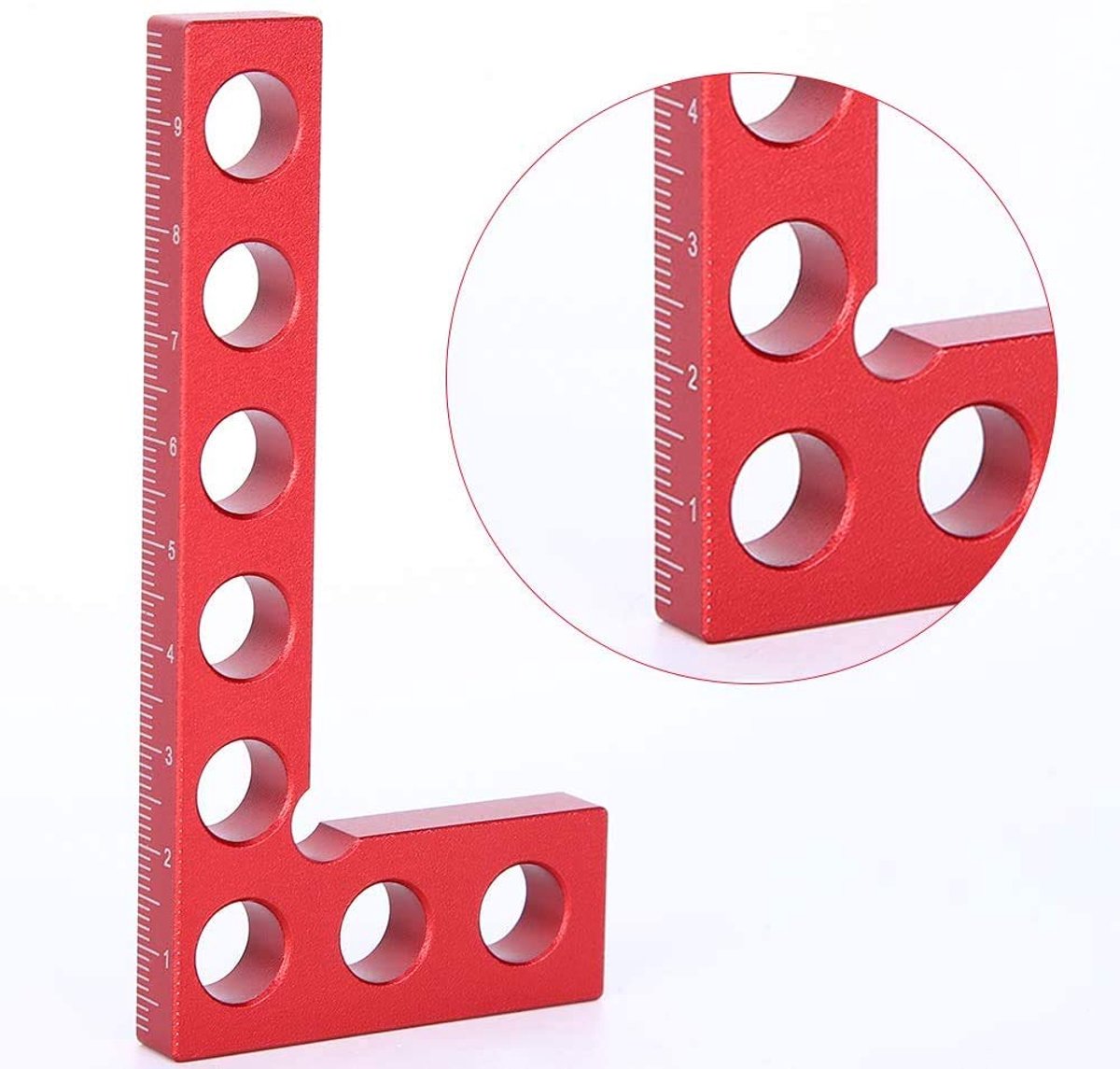 SnelShoppen - 90 Graden Precisie Houtbewerkingsgereedschap Positiemeters 10cm Rood - Aluminium Legering, Stevig en Corrosiebestendig