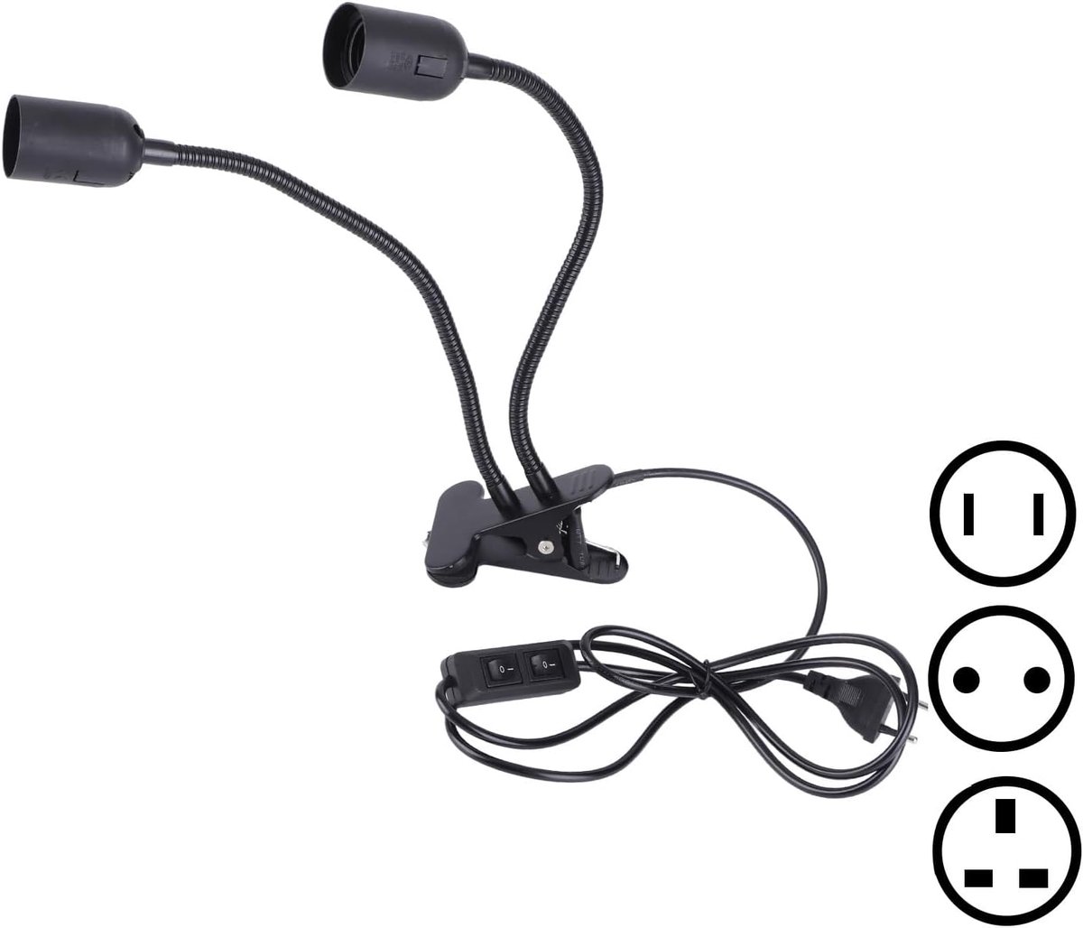SnelShoppen - E27/E26 Tafellamp Houder 100-240V Onder Kast Verlichting Dubbele Kop 360 Graden Verstelbare Klem Lamp Houder (#2)