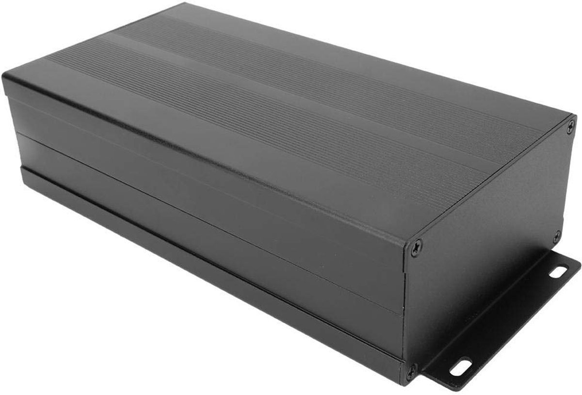 SnelShoppen - Aluminium Elektronische Behuizing DIY PCB Project Junction Box Koelbox 55 x 106 x 200 mm - Zand Zwart met Buigplaat