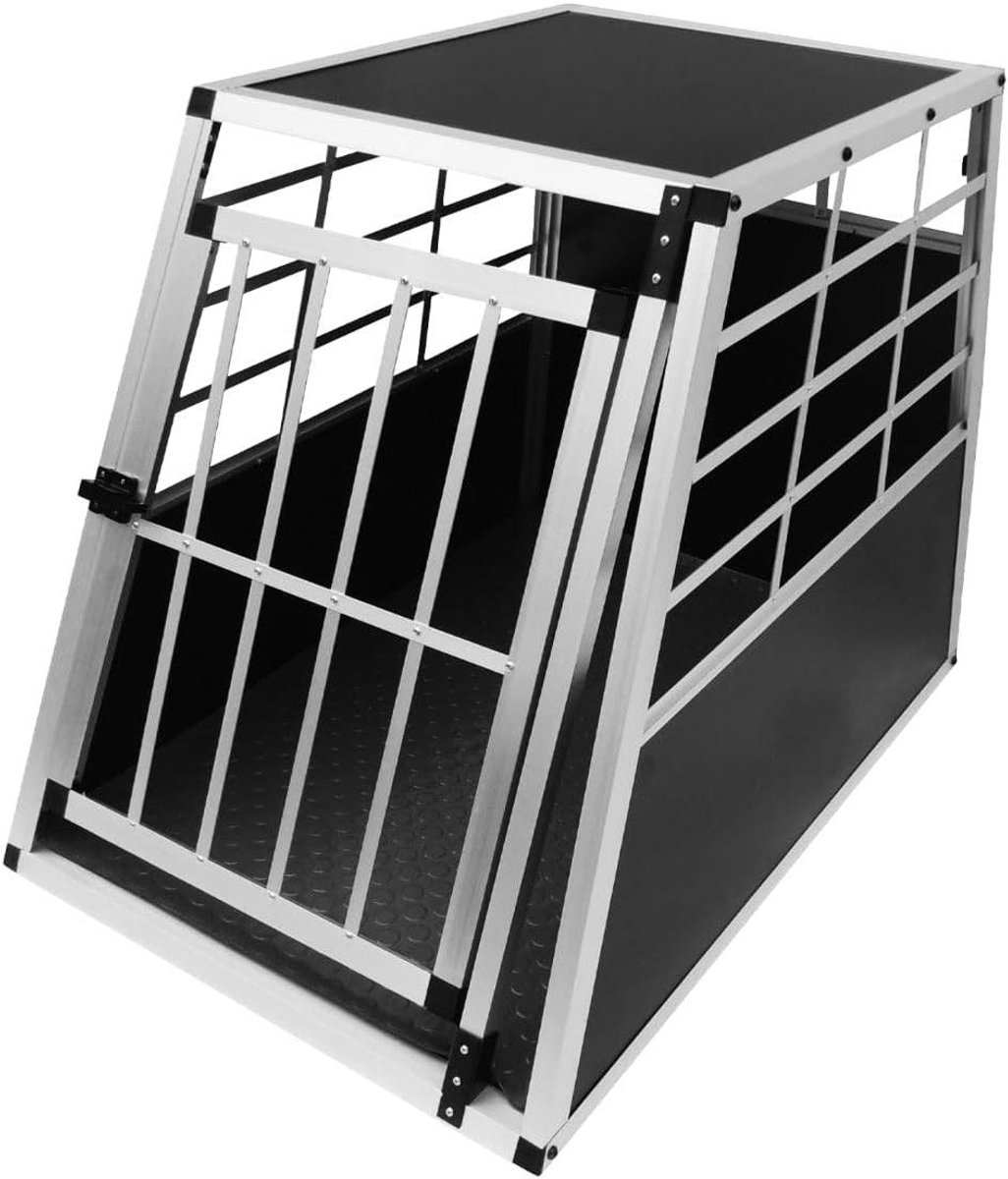 Hondenbench Auto - Hondenkooi Transport - Veilig Vervoer - Trapeziumvormige Constructie - 65 x 90 x 69cm - Zilver