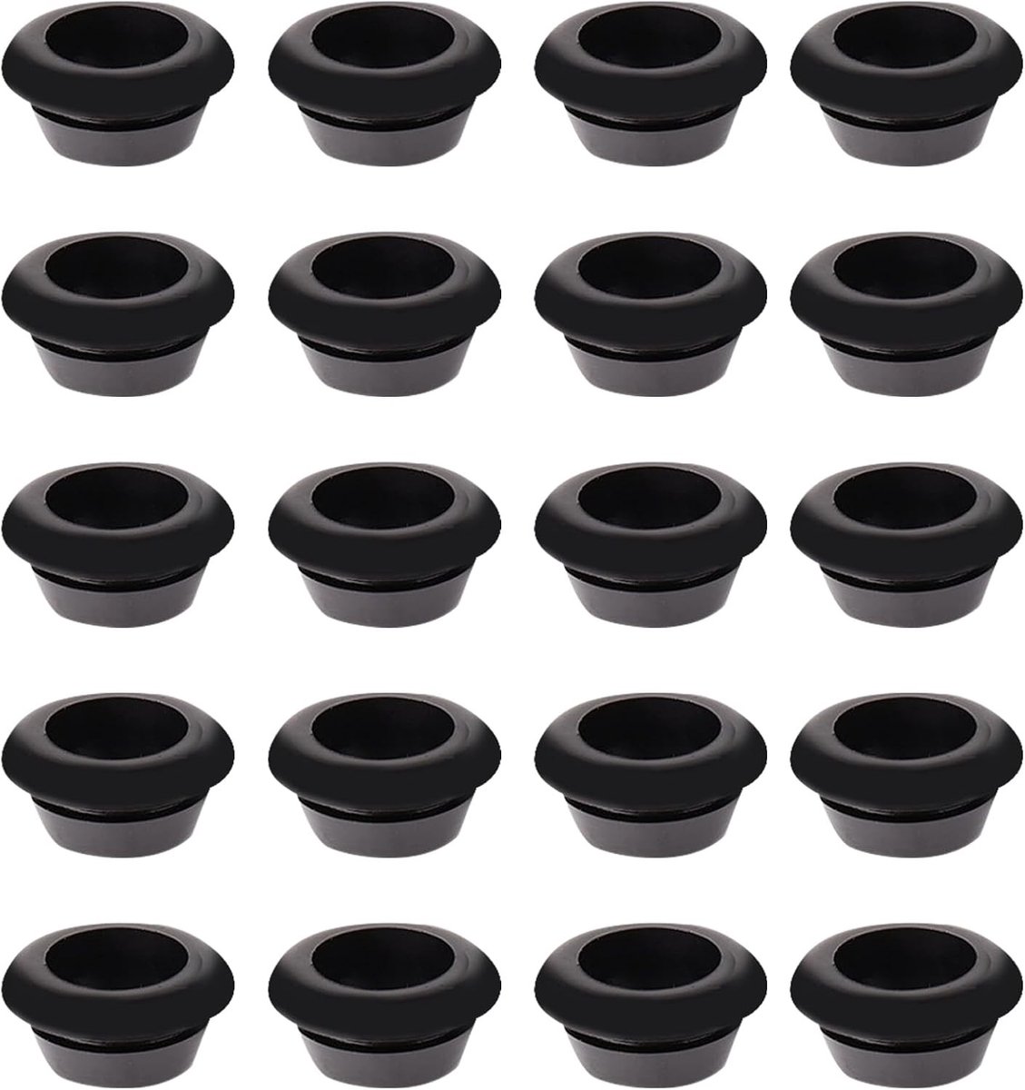 Set van 20 Rubber Buffers voor Elektrische Kabels en Stekkers, Bescherming voor Draden en Cables, ID 3 mm, Installatiediameter 5 mm
