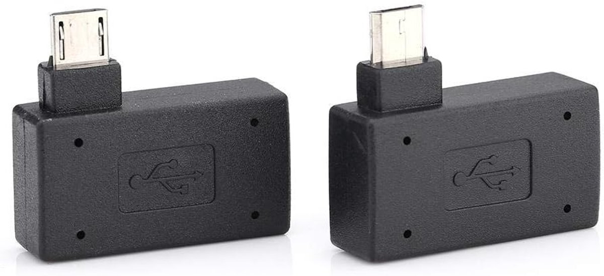 SnelShoppen - USB 2.0 Female naar Micro OTG Adapter, 90 Graden Links, Host Adapter, 2 Stuks, Hoogwaardige Kwaliteit, Voor Mobiele Apparaten, Tablet, T