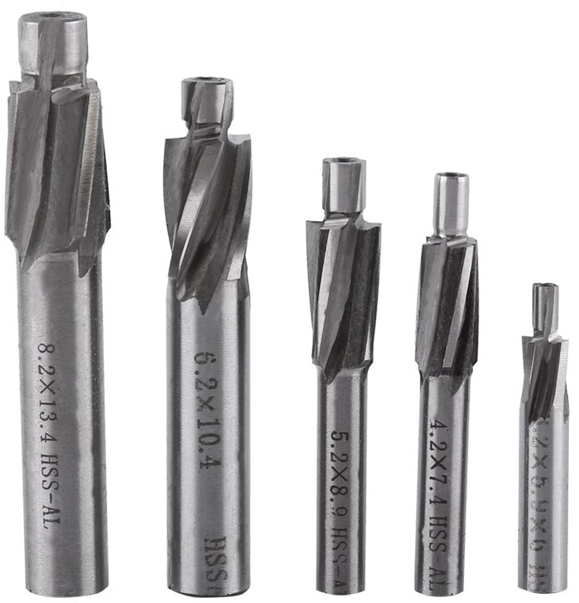 SnelShoppen - Countersink Freesboor M3-M8 4 Snijkanten HSS-AL, 5 Stuks - Precisie Gereedschap voor Boringen en Frezen