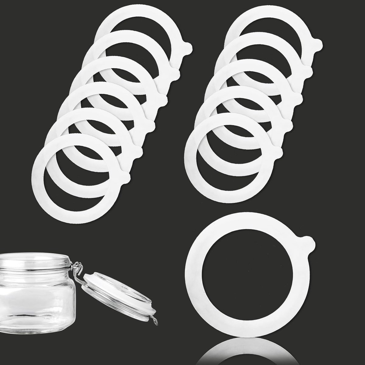 SnelShoppen - Silicone Vervangingsringen Set van 12, 70 x 96 mm, Rubber Ringen voor Inmaakpotten, Silicone Glasafdichtingen, Duurzaam en Herbruikbaar,