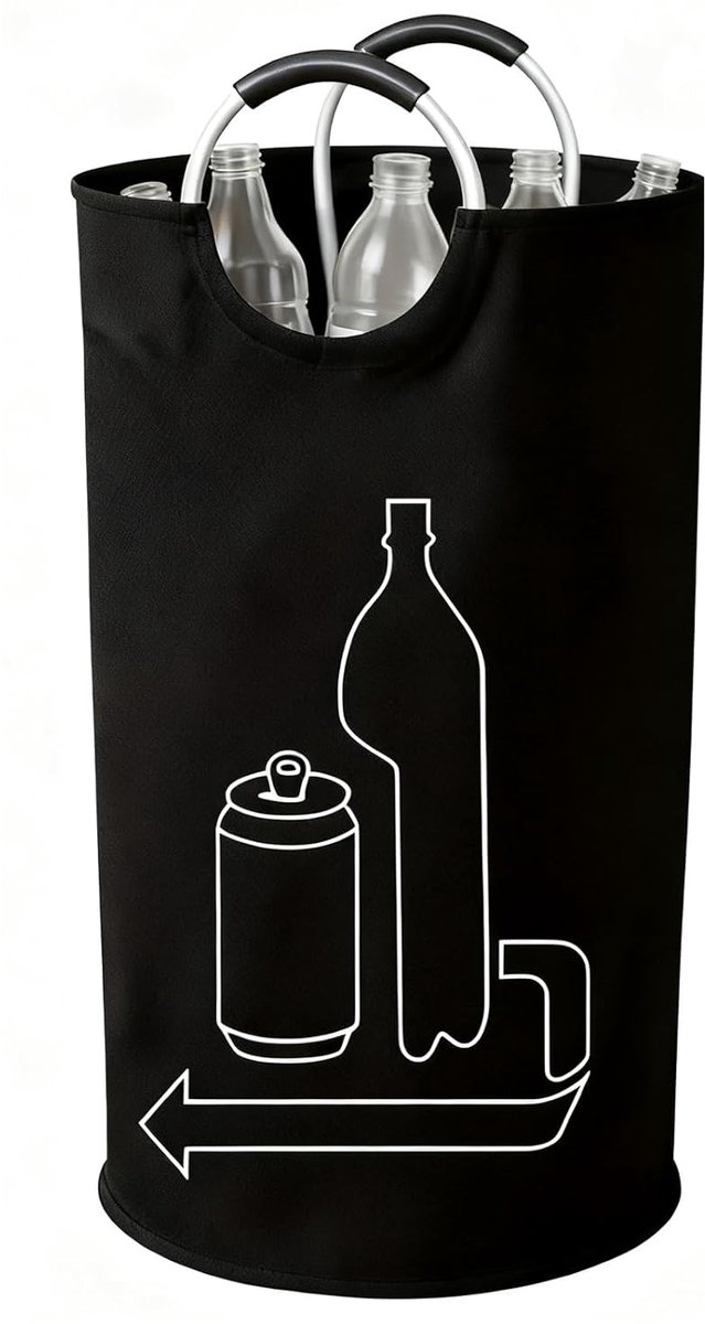 SnelShoppen - Bottle Storage Bag 115 L, Recycle Verzamelaar met Verstevigingen, Aluminium Handvatten en Opvouwbaar Ontwerp voor Flessen, Speelgoed, Wa