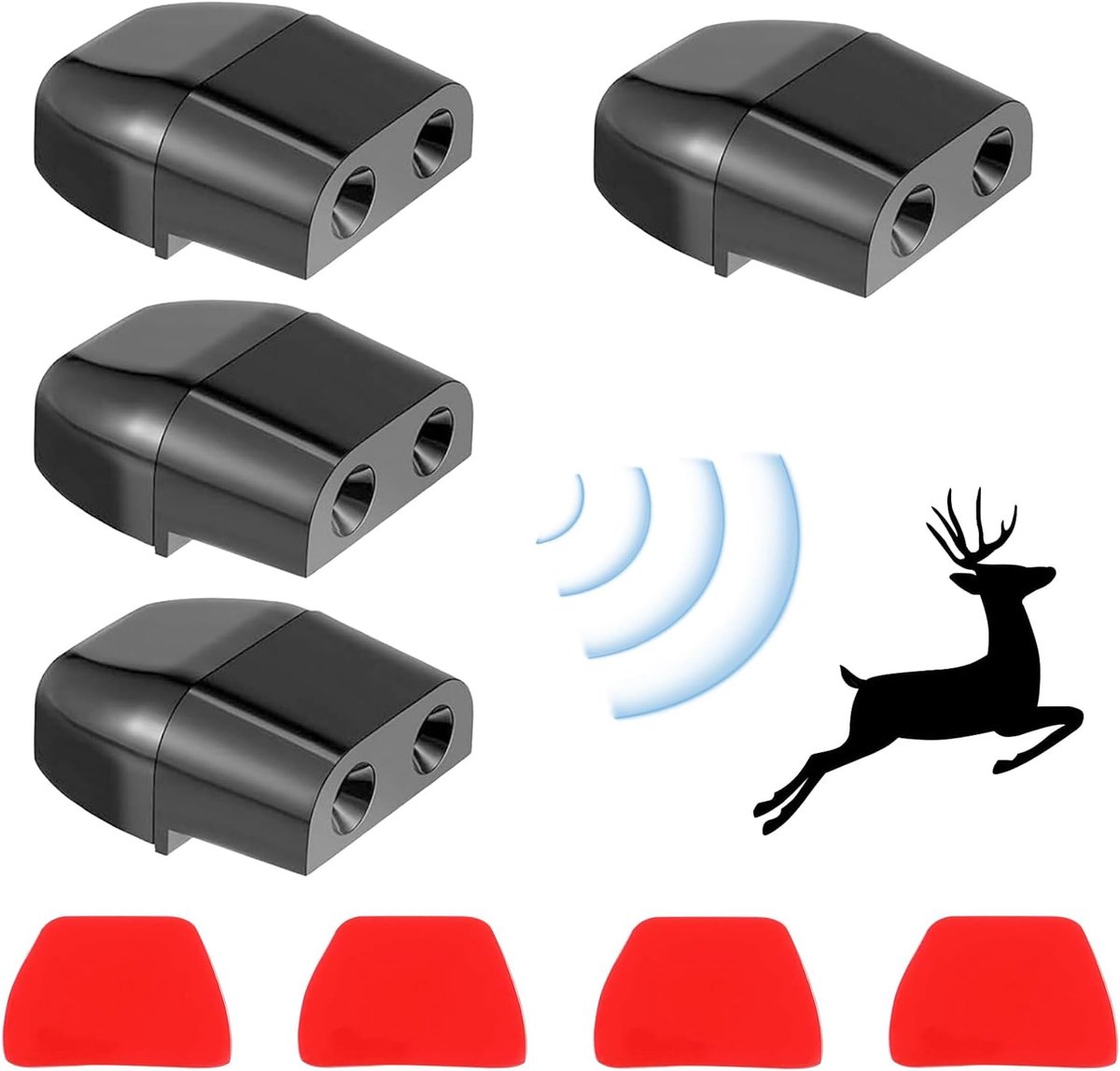 SnelShoppen - 4 Stuks Ultrasonische Fluitjes voor Auto's, Vrachtwagens en Motoren, Dier Waarschuwingssysteem, Wildbescherming Fluitjes, Eenvoudige Ins