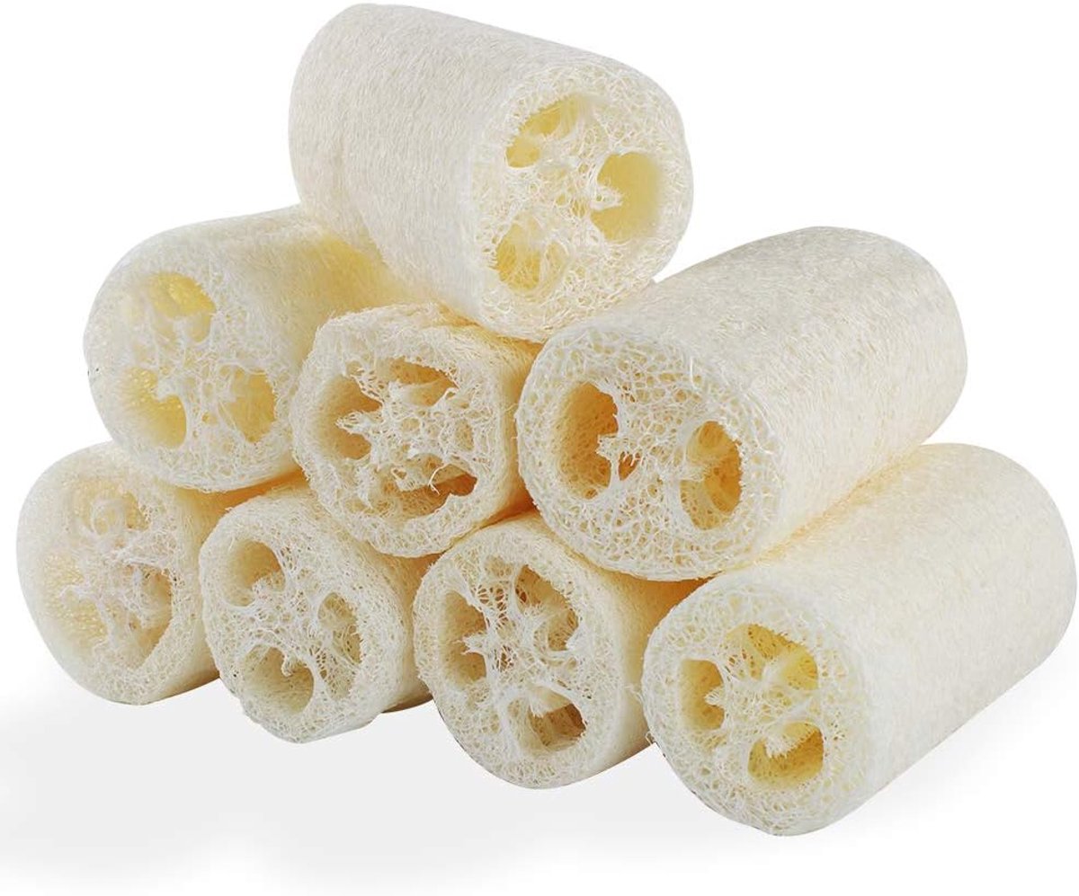 SnelShoppen - Luffa Sponge 8 Stuks Natuurlijke Loofa Komkommer Spons 10 cm Biologisch Afbreekbaar Ideaal voor Lichaamsverzorging, Keuken en Badkamer