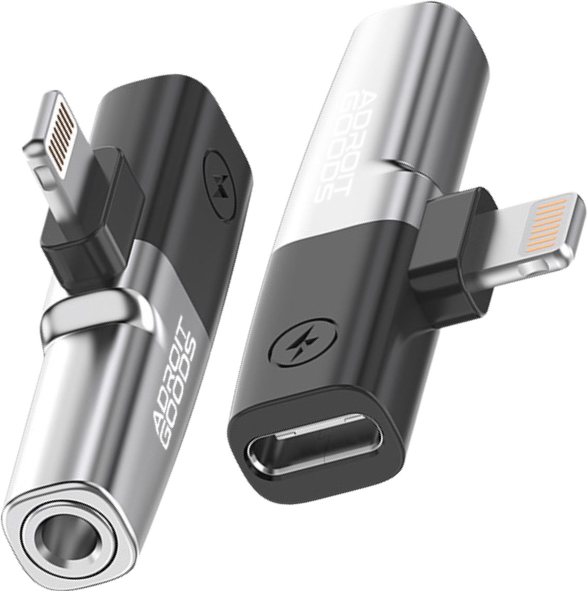 AdroitGoods 3.5mm jack adapter geschikt voor Apple Lightning - Met opladen audio splitter DAC snellaad aux converter geschikt voor iPhone oordopjes koptelefoon - Silver