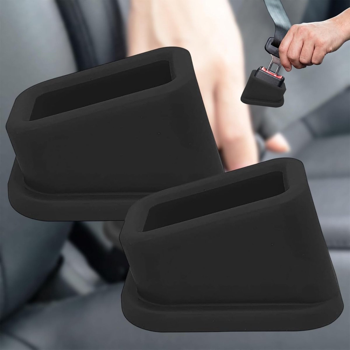 SnelShoppen - 2 Pcs Auto Zitting Veiligheidsgordel Lock Beugel, Veiligheidsriem Houder, Zwarte Gordel Slot voor Makkelijk Vastmaken, Flexibel Silicone