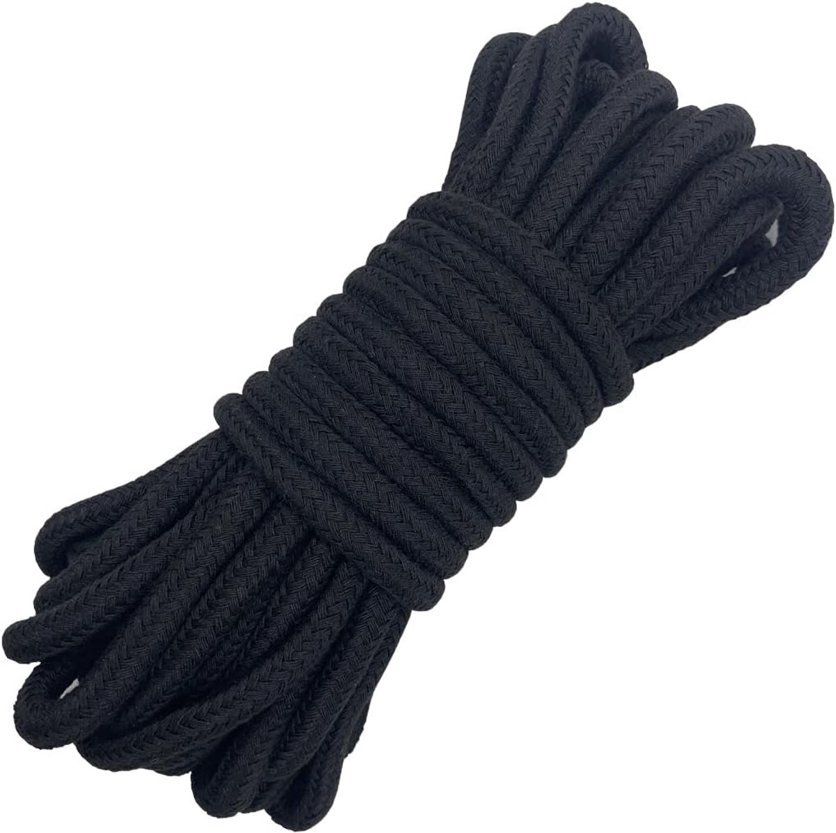 SnelShoppen - 10 m Zwarte 8 mm Dikke Katoenen Koord - Multifunctionele Verstevigde Touw voor Creatieve DIY, Decoratie, Bundelen, en Luggage - Sterk en