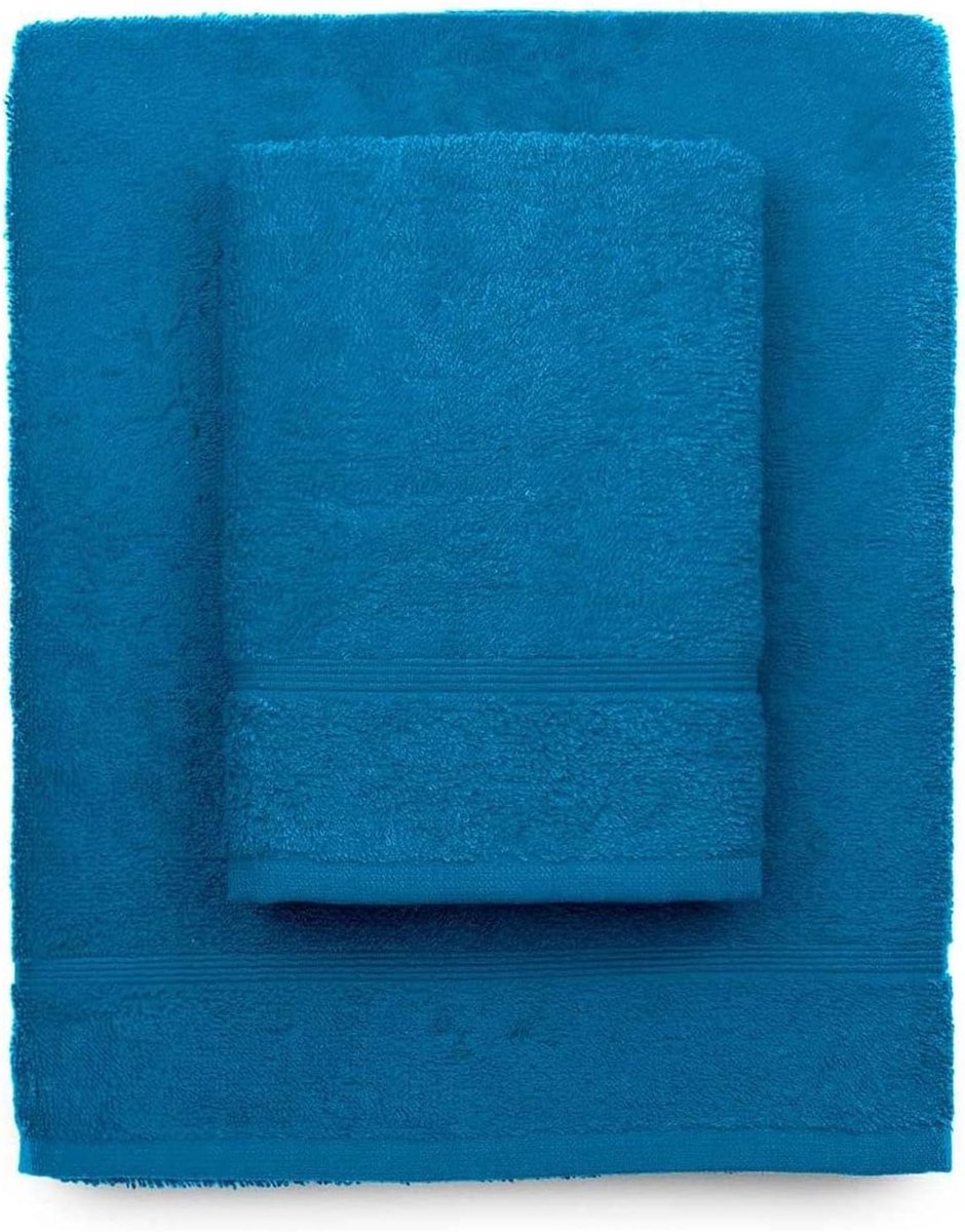 SnelShoppen - Luxe Handdoeken Set - 100% Turquoise Katoen - Gezichtsdoek 60x100 cm + Gastendoek 40x60 cm - Zacht en Absorberend - Ideaal voor Thuis, S