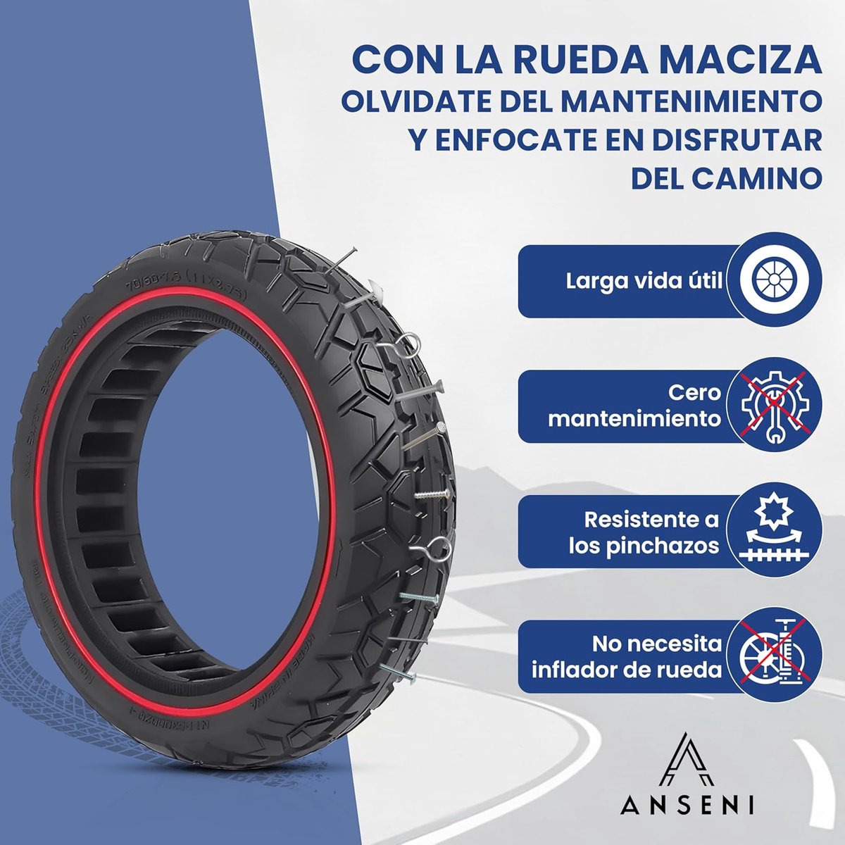 SnelShoppen - Solid Wheel 11" (70/60-7.5) Tyres 11x2.75 voor Segway Ninebot ZT3 / ZT3 PRO / ZT3 PROE Scooter - Off-Road Grip voor Voor- en Achterwiele