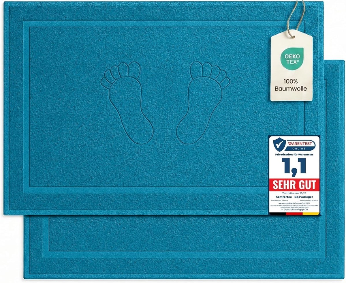 SnelShoppen - Bath Mat Set van 2 Stuks, 100% Katoen, 800 GSM, Zacht en Absorberend Douchemattens, 50 x 80 cm, Hotelkwaliteit, Ideaal voor Badkamer en